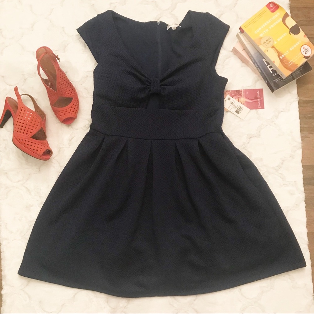 Emerald Sundae Navy Retro Cut Out Cocktail Dress